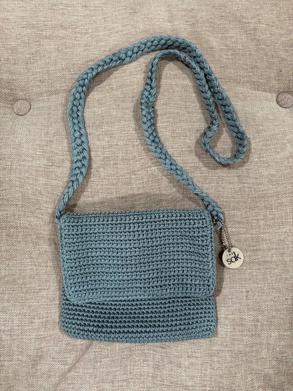Y2K VTG Coquette the Sak Baby Blue Woven Small Shoulder Bag
